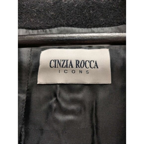 Cinzia Rocca Double-Breasted Wool Coat Black US04 - Picture 5 of 8